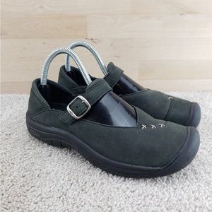 Keen Mary Janes Women's Size 7.5 Dark Green Black Leather All Day Comfort Shoes